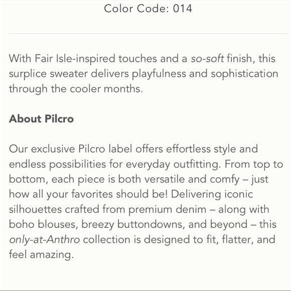 Anthropologie PILCRO Drew Fair Isle Surplice Sweater XS - Picture 14 of 14